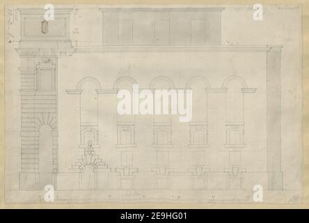 St. Mary Woolnoth. Autor Hawksmoor, Nicholas 23,28.3.l Erscheinungsdatum: [Ca. 1716-1719] Objekttyp: 1 Zeichnung Medium: Feder und schwarze Tinte mit monochromer Waschanlage Maße: Blatt 28,7 x 43,4 cm ehemaliger Besitzer: George III., König von Großbritannien, 1738-1820 Stockfoto