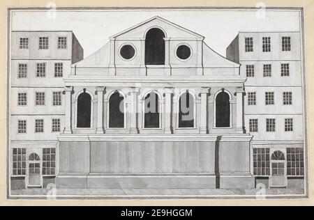 Ein Blick auf die Nordseite der Kirche St. Peter auf Cornhill. Visuelle Materialinformationen: Titel: [Eine Ansicht der Nordseite der Kirche St. Peter auf Cornhill]. 24,2. Erscheinungsdatum: [Um 1740-1780] Objekttyp: 1 Zeichnung Medium: Einfarbige Wäsche mit Stift und Tinte Maße: Blatt 23,7 x 36,9 cm ehemaliger Besitzer: George III, König von Großbritannien, 1738-1820 Stockfoto