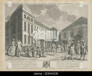 EINE PERSPEKTIVISCHE ANSICHT DES FINDLING-KRANKENHAUSES. MIT SYMBOLISCHEN FIGUREN. Autor Grignion, Charles 25,23.c. Erscheinungsort: [London] Verlag: Veröffentlicht am 14. April 1749 gemäß Gesetz des Parlaments. [Von M. Granville] Veröffentlichungsdatum: [1749.] Art des Artikels: 1 Druck Medium: Radierung und Gravur Maße: Platemark 34,7 x 45,0 cm ehemaliger Besitzer: George III, König von Großbritannien, 1738-1820 Stockfoto
