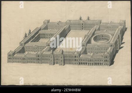 Des Palastes seiner Britannischen Majestät des Weißen Saals. Die Charing Cross Seite. Visual Material information: Titel: Des Britannic Majesty's Palace of White Hall. The Charing Cross Side. ; 26,5.bb. Erscheinungsort: [London] Verlag: [Unbekannter Verlag] Veröffentlichung gemäß Gesetz des Parlaments, Th 25, Erscheinungsdatum: 1749. Art des Artikels: 1 Druck Medium: Radierung und Gravur Maße: Blatt 59,9 x 92,4 cm [im Plattenmark beschnitten] ehemaliger Besitzer: George III., König von Großbritannien, 1738-1820 Stockfoto