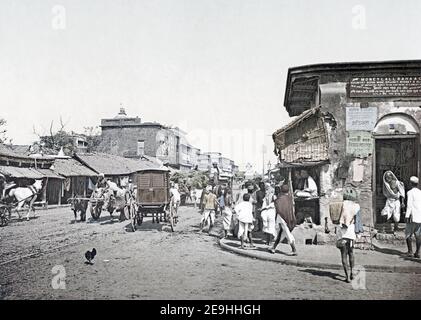 Ende des 19th. Jahrhunderts Fotografie - Upper Chitpore Road, Kalkutta, (Kalkata) Indien c.1890 Stockfoto