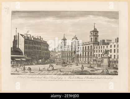 Ein Blick auf Northumberland House, Charing Cross, & c. = VuÃàe de la Maison de Northumberland a Charing Cross. Autor Bowles, Thomas 27,9.a. Erscheinungsort: London Verlag: Printed for , verkauft von Rob.t Sayer at the Golden Buck Opposite Fetter Lane, Fleet Street, , Henry Overton at the White Horse Without Newgate. ; Veröffentlichung gemäß Gesetz des Parlaments, Datum der Veröffentlichung: 1753. Art des Artikels: 1 Druck Medium: Radierung und Gravur Abmessungen: Plattenmark 26,1 x 40,2 cm. Ehemaliger Besitzer: George III., König von Großbritannien, 1738-1820 Stockfoto