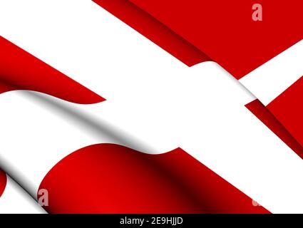 3D-Flagge von Dänemark. 3D-Darstellung. Stockfoto
