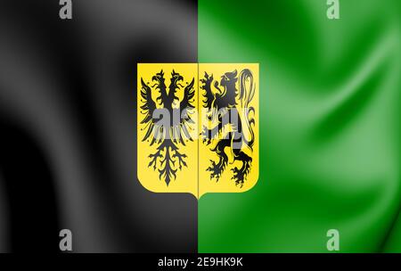 3D Flagge von Ninove (Ostflandern), Belgien. 3D Abbildung. Stockfoto