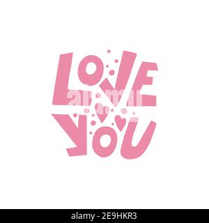 Hand Drawn Love You Mama Card. Abbildung der Tinte. Moderne Kalligraphie. Schriftzug "Happy Mothers Day". Handgezogene Karte mit Herz Stock Vektor