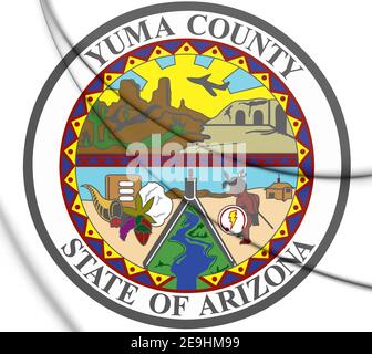 3D Siegel von Yuma County (Arizona Staat), USA. 3D Abbildung. Stockfoto