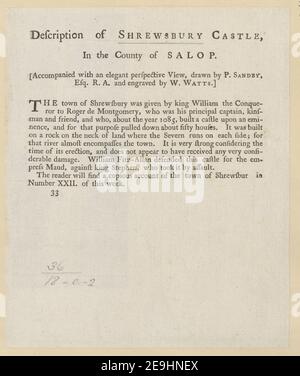 Beschreibung von SHREWSBURY CASTLE, in der Grafschaft SALOP. Autor Kearsley, George 36,18.e,2. Erscheinungsort: [London] Verlag: [George Kearsley The Elder] Erscheinungsdatum: [1778] Objekttyp: 1 Blatt Medium: Buchdruck Maße: 19,6 x 16,4 cm Ex-Besitzer: George III, King of Great Britain, 1738-1820 Stockfoto