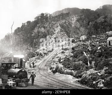 Foto aus dem späten 19th. Jahrhundert - Steigung, Eisenbahnstrecke, Denniston Neuseeland Stockfoto