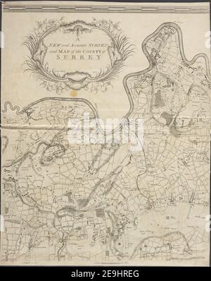 Eine NEUE und genaue ÜBERSICHT und KARTE der GRAFSCHAFT SURREY. Autor BOTLEY, Thomas 40,8. Erscheinungsort: [London] Verlag: T. Botley Feb. 15, Erscheinungsdatum: 1765. Objekttyp: 1 Karte Medium: Kupferstich Maße: 72,9 x 60,3 cm ehemaliger Besitzer: George III, König von Großbritannien, 1738-1820 Stockfoto