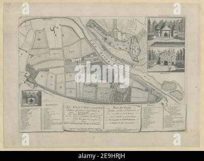 EIN GENAUER PLAN DER ROYAL Palace Gardens und Park in RICHMOND mit SION HOUSE & c. auf der gegenüberliegenden Seite der Themse, = PLAN DU PALAIS Jardins et Parc de Richmond aÃÅ 8 miles de LONDRES Autor Rocque, John 41,16.h. Erscheinungsort: London Verlag: Gedruckt für Rob.t Sayer Nr. 53 in Fleet Street., Erscheinungsdatum: [1754 c.] Objekttyp: 1 Karte Medium: Kupferstich Maße: 32,0 x 45,5 cm ehemaliger Besitzer: George III, König von Großbritannien, 1738-1820 Stockfoto