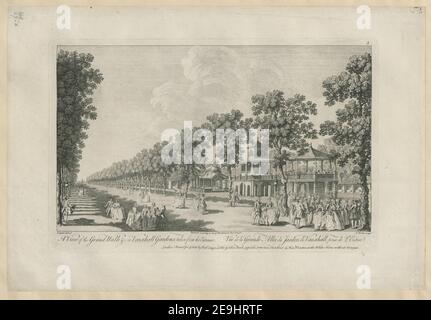 Ein Blick auf den Grand Walk &c. in Vauxhall Gardens, vom Eingang genommen = VuÃàe de la Grande AlleÃÅe du Jardin de Vauxhall, Pry de L'Entree. Autor Rooker, Edward 41,27.d. Erscheinungsort: London Verlag: Printed for , Sold by Rob.t Sayer, at the Golden Buck, Opposite Fetter Lane, Fleet Street, , Hen.y Overton at the White Horse Without Newgate. Veröffentlichung gemäß Gesetz des Parlaments Dec.r 2., Veröffentlichungsdatum: 1751. Art des Artikels: 1 Druck Medium: Radierung Maße: Plattenmark 26,1 x 40,3 cm. Ehemaliger Besitzer: George III., König von Großbritannien, 1 Stockfoto