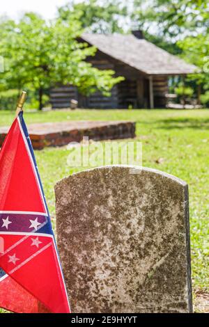 Alabama Union Springs, Straße, Old City Cemetery Confederate Soldier Grave Grabsteinflagge, Stockfoto