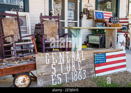 Alabama Equality Rita's Place Antiquitäten Sammlerstücke Eingang vor, Schild General Store, Stockfoto