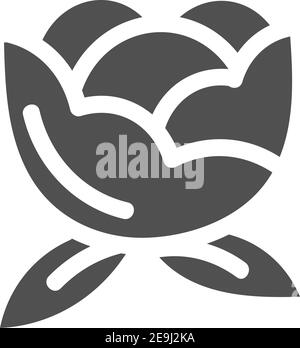 Graue Blume mit fünf Blütenblättern und zwei Blättern, Illustration, Vektor auf weißem Hintergrund. Stock Vektor