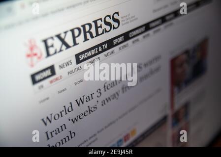 Webseite der Tageszeitung Daily Express UK, Angsthetzer Titel 'der dritte Weltkrieg' Stockfoto
