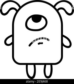Unglückliches kleines Monster, Illustration, Vektor auf weißem Hintergrund. Stock Vektor