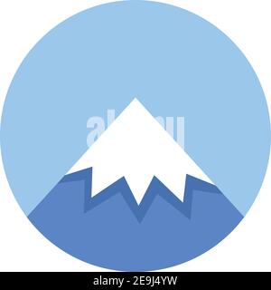 Verschneite Bergspitze in der Tageszeit, Illustration, Vektor auf weißem Hintergrund. Stock Vektor