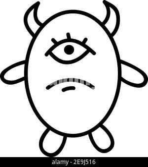 Trauriges kleines Monster, Illustration, Vektor auf weißem Hintergrund. Stock Vektor