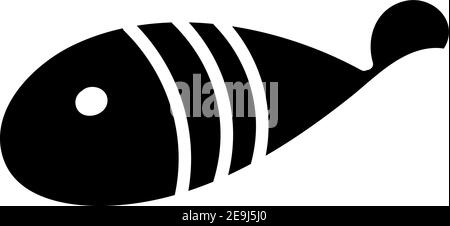 Schwarzer Fisch mit drei weißen Linien, Illustration, Vektor auf weißem Hintergrund. Stock Vektor