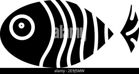 Schwarzer Fisch mit vollen Linien, Illustration, Vektor auf weißem Hintergrund. Stock Vektor