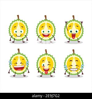 Cartoon-Charakter der Scheibe Durian mit Lächeln Ausdruck. Vektorgrafik Stock Vektor