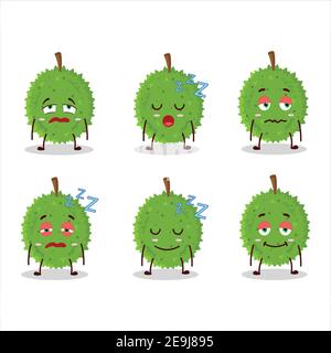 Cartoon-Charakter von Durian mit schläfrigen Ausdruck. Vektorgrafik Stock Vektor