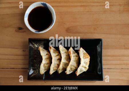 Gyoza Knödel japanischen Stil in Nahaufnahme Stockfoto