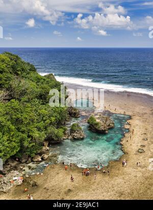 Magpupungko Rock Pool, Siargao, Philippinen Stockfoto