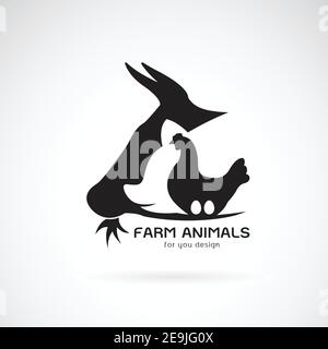 Vector Gruppe von Tierfarm Label., Kuh, Schwein, Huhn, Ei. Logo Tier. Leicht editierbare Vektorgrafik mit Ebenen. Stock Vektor