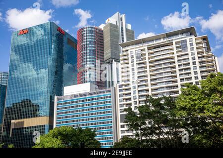 Australische Hochhäuser in Bürohochhäusern in Barangaroo, Sydney City Centre, architektonisches Design, Sydney, Australien Stockfoto