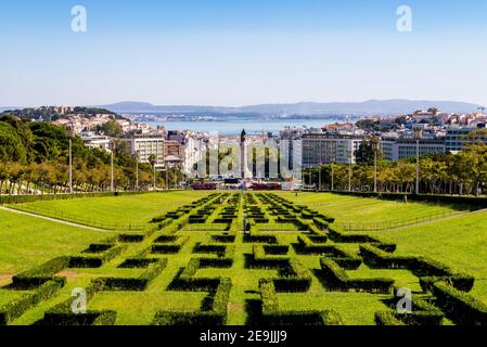 Portugal, Lissabon, 09. Oktober 2018: Eduardo VII Park im Zentrum von Lissabon, Portugal Stockfoto