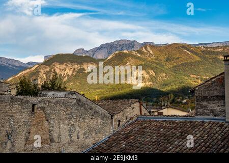 Stadtbild von die, Chatillon en Diois im Vercors Natural Regional Park, Diois, Drome, Frankreich in Europa Stockfoto