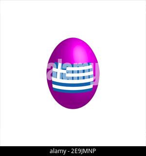 Osterei in den Farben der griechischen Flagge. Griechenland Flagge. Osterei mit Hühnchen. Christliche Religion und Kultur. Christliches Kreuz. Griechisches Symbol. Religiös Stock Vektor