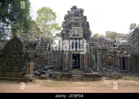 Innerer Teil des alten Khmer Ta Som Tempels, Angkor, Kambodscha. Antiker Ort der Anbetung, Hunderte von Jahren alt. Stockfoto