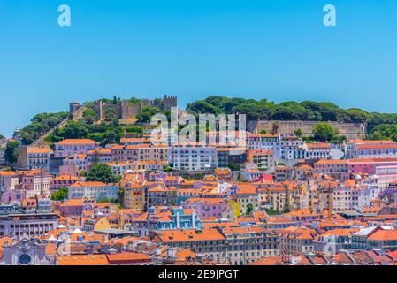 Schloss Sao Jorge mit Blick auf Lissabon in Portugal Stockfoto
