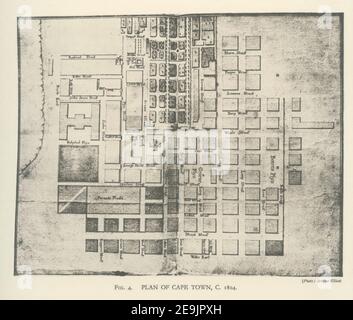 Plan von Kapstadt im Jahr 1804 aus dem Buch "achtzehnten Jahrhundert Architektur in Südafrika" von Geoffrey Eastcott Pearse. Herausgegeben von A.A. Balkema, Kapstadt 1933 war G. E. Pearse einer der ersten, die Kaparchitektur auf wissenschaftliche Weise einem breiten Publikum zugänglich machte. Achtzehnten Jahrhundert Architektur in Südafrika war das Ergebnis langjähriger Forschung zu dem Thema und bleibt ein wichtiges Nachschlagewerk für das Thema. Stockfoto