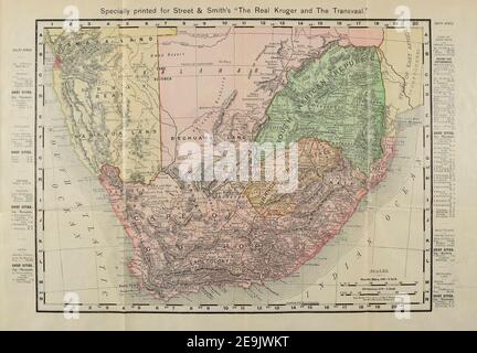Karte von Südafrika und der Republik Südafrika aus dem Buch "der echte Krüger und der Transvaal" Bunce, Charles T; McKenzie, Frederick Arthur, 1869-1931; Du Plessis, C. N. J . Veröffentlicht von Street & Smith, New York, 1900 Stockfoto