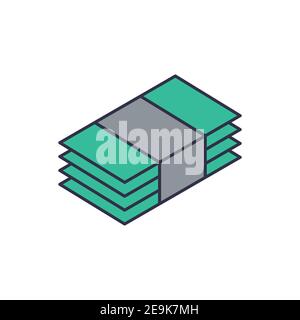 Geldrechnung Symbol, Farbe, Linie, Umriss Vektor-Zeichen, lineare Stil Piktogramm isoliert auf weiß. Symbol, Logo-Illustration Stock Vektor