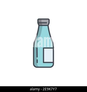 Milchflasche Symbol, Farbe, Linie, Kontur Vektor-Zeichen, lineare Stil Piktogramm isoliert auf weiß. Symbol, Logo-Illustration Stock Vektor