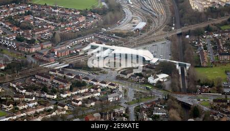 aerial view of Liverpool South Parkway railway station Stockfoto