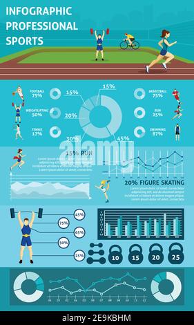 Professionelle Sport Infografik mit Menschen Symbole Grafiken und Karten Vektor Abbildung Stock Vektor