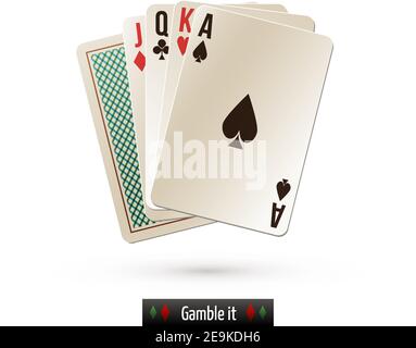 Spiel Casino Poker Black Jack Card Set realistisch isoliert auf Vektorgrafik mit weißem Hintergrund Stock Vektor