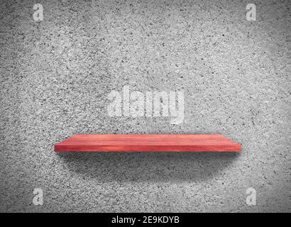 Hartholz Regale auf Beton Wand Textur in minimalem Stil Hintergrund Mit Beschneidungspfad für Design Stockfoto