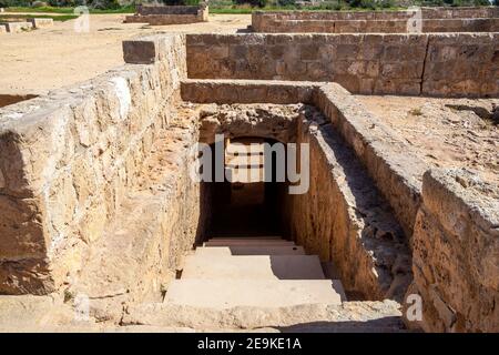 Gräber der Könige in der Nähe von Paphos Zypern eine Nekropole aus dem 4th. Jahrhundert v. Chr., von Grabkammern des römischen Hellenischen, die eine beliebte touristische Reise destinat ist Stockfoto