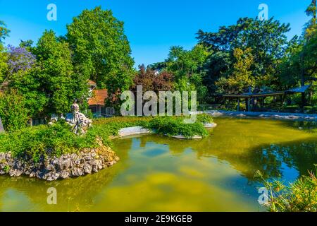 Blick auf den Garten Jardim da estrela in Lissabon, Portugal Stockfoto