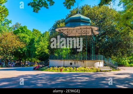 Blick auf den Garten Jardim da estrela in Lissabon, Portugal Stockfoto