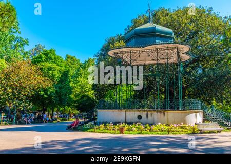 Blick auf den Garten Jardim da estrela in Lissabon, Portugal Stockfoto