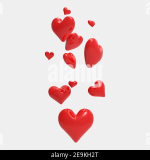 Herz 3D Symbol auf Hintergrund isoliert. 3D Rendering - Illustration Stockfoto