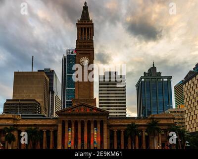 Brisbane City Hall Gebäude mit Uhrturm in Australien, Brisbane, 2021 Stockfoto