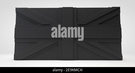 Alle schwarze United Kingdom Union Jack Flagge. Schwarzer Verlaufsmonat. 3D Rendering Stockfoto